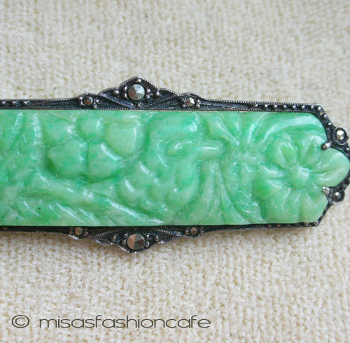 （画像用） 天然石　銀製 鳥と花　ブローチ