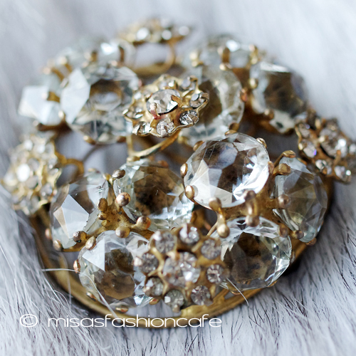 （画像用） Vogue Sterling銀製 クリスタルの花ブローチ