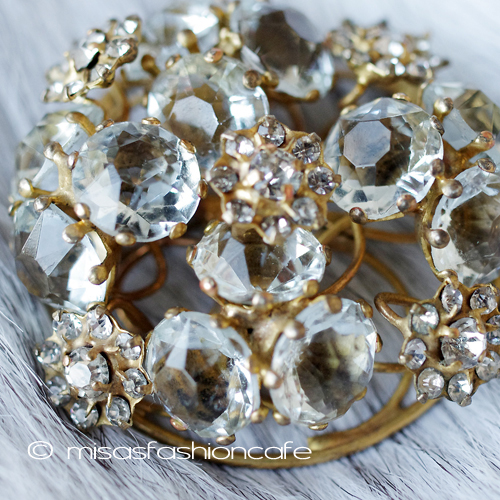 （画像用） Vogue Sterling銀製 クリスタルの花ブローチ