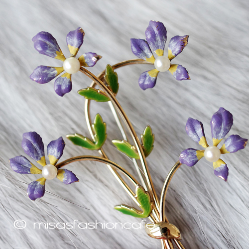 （画像用） Krementz ブローチ 14Kgf 真珠すみれブーケ