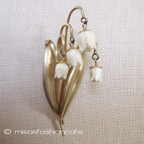 （画像用） 象牙アイボリー 12Kgf Winardすずらんブローチ