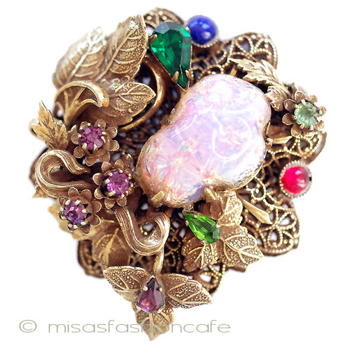 （画像用） アンティーク　フローラル ブローチ兼ペンダント