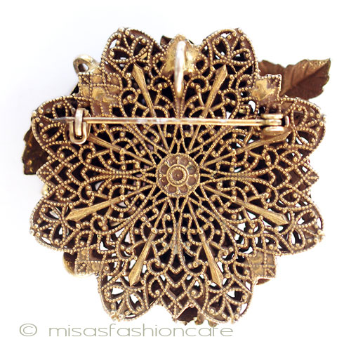 （画像用） アンティーク　フローラル ブローチ兼ペンダント