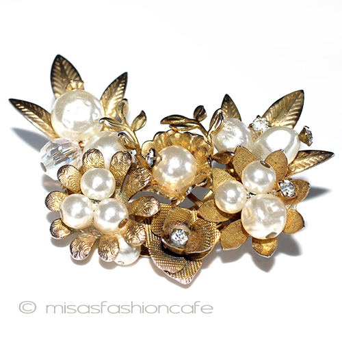 （画像用） お花ブーケブローチ バロックパールRS金葉