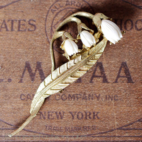 （画像用） 本象牙　アイボリー　 すずらん　ブローチ