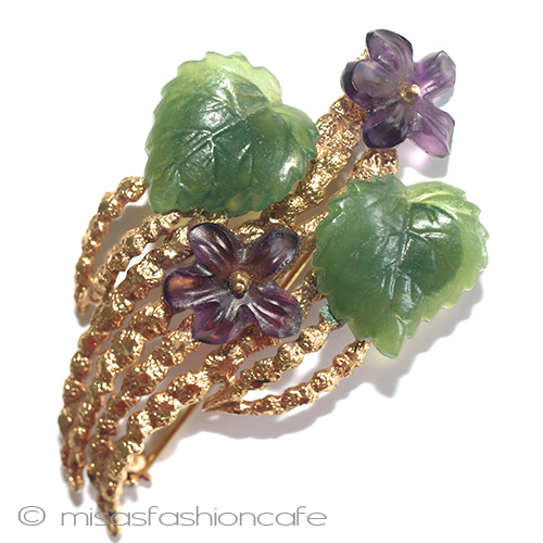 （画像用） スミレのお花　ブローチ １８ｋｔ　RGP　ドイツ製