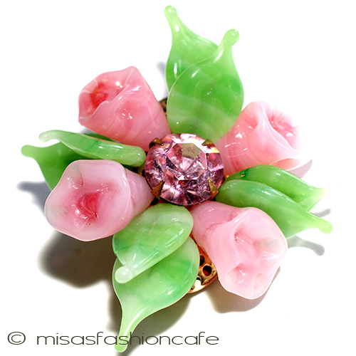 （画像用） Regency　リージェンシー ガラスの花　ブローチ