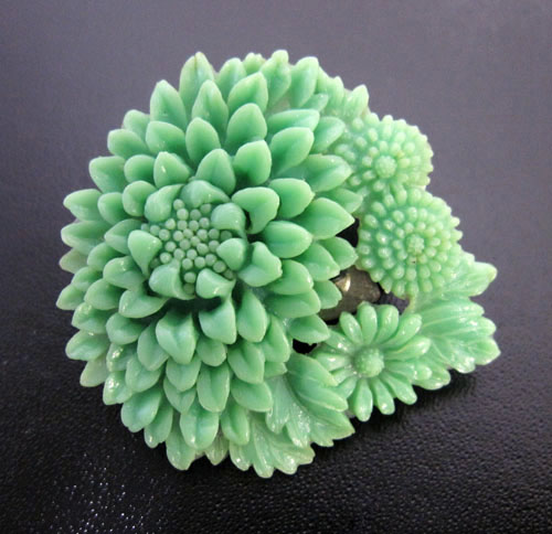 （画像用） フラワー　カメオ　 セルロイド　ブローチ