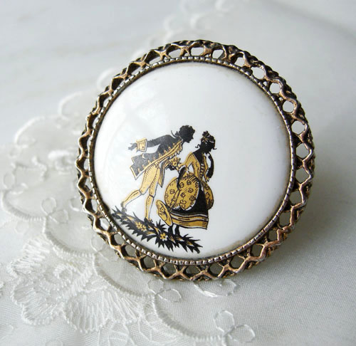 （画像用） ポーセラーツ　陶器 ブローチ兼ペンダント