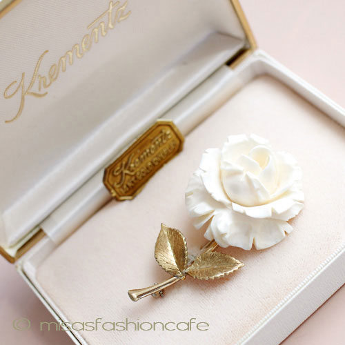 （画像用） 象牙アイボリー　14Kgf　 ローズ　ブローチ