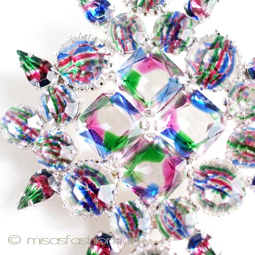 （画像用） チェコ製　刻印　ブローチ アイリス　クリスタル