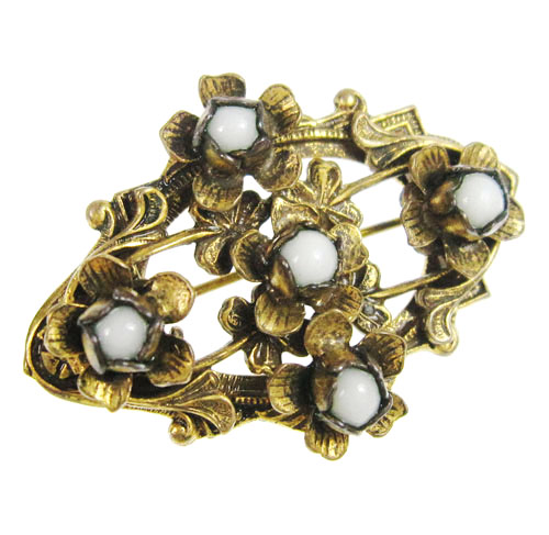 （画像用） アンティーク1900年代 ガラスの花　ブローチ