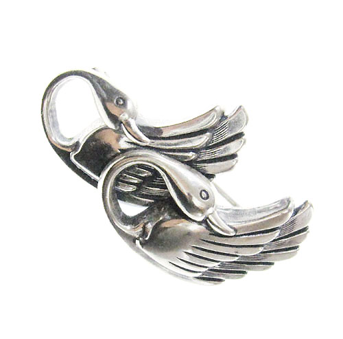 （画像用） スターリングシルバー 2羽の白鳥ブローチ