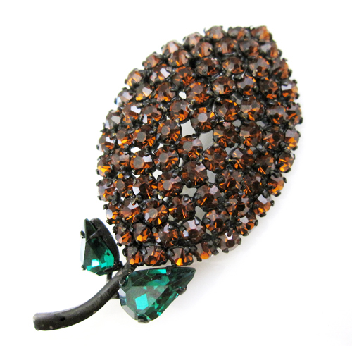 （画像用） オーストリア製ブローチ クリスタルのレモン　