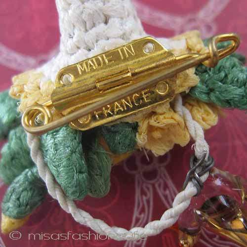 （画像用） Made in FRANCE 仏製 花かご＆鳥ブローチ