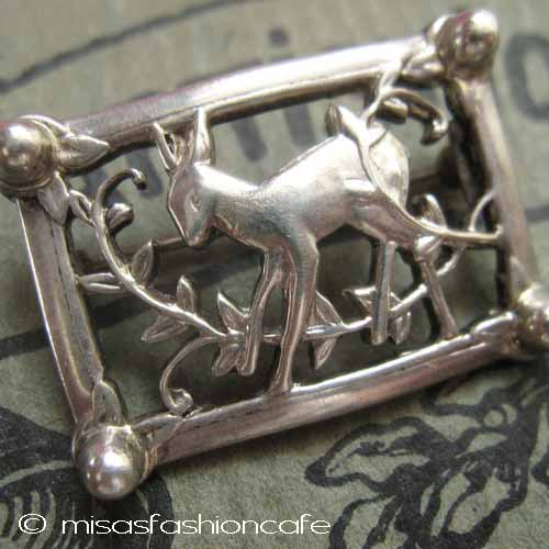 （画像用） スターリングシルバー銀製 Coroバンビ鹿ブローチ