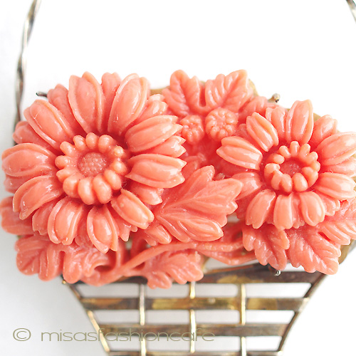 （画像用） スターリングシルバー 花かご銀製　ブローチ