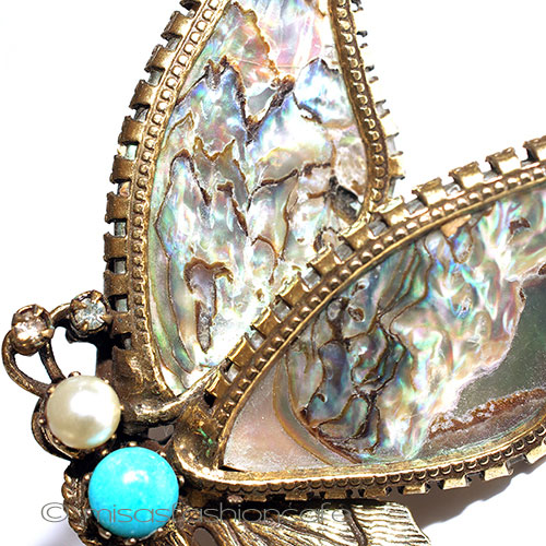 （画像用） Original by Robert　 天然シェル蝶 ブローチ