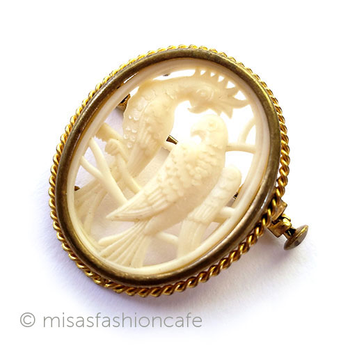 （画像用） フランス製　透かし鳥 アンティークジュエリー