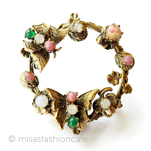 （画像用） Original By Robert 蝶と花リースブローチ