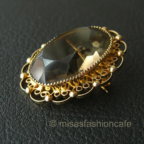 （画像用） 12K GE 天然トパーズ 豪華ペンダント兼ブローチ