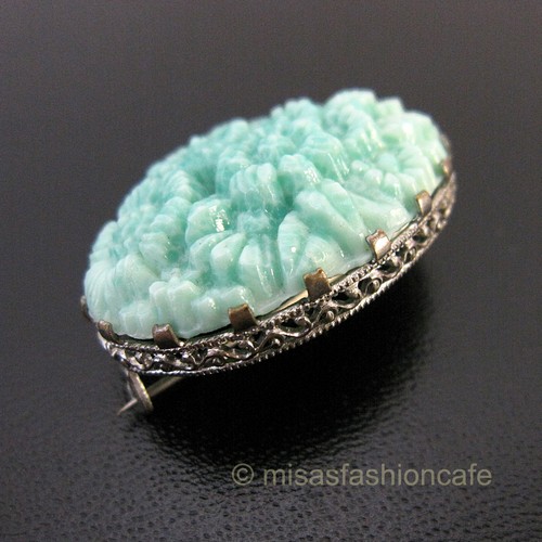 （画像用） チェコ製 ガラス フローラル ブローチ