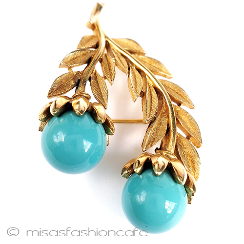 （画像用） Ｔｒｉｆａｒｉ　 トリファリ ターコイズ　花ブローチ