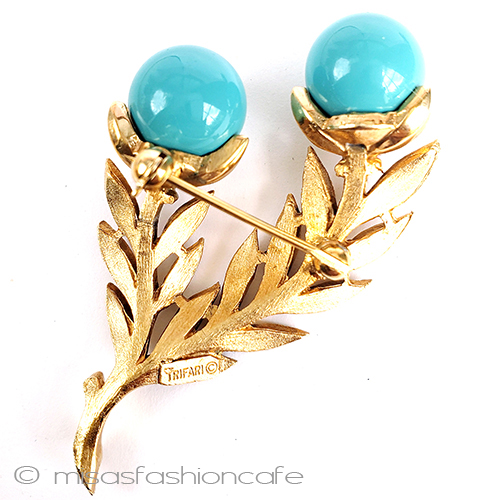 （画像用） Ｔｒｉｆａｒｉ　 トリファリ ターコイズ　花ブローチ