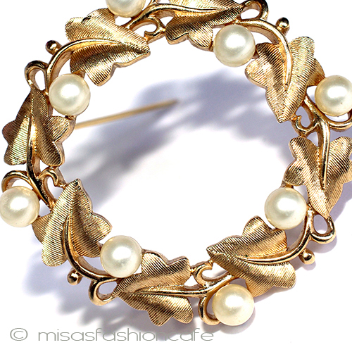 （画像用） Trifari　 トリファリ アイビーの葉リース