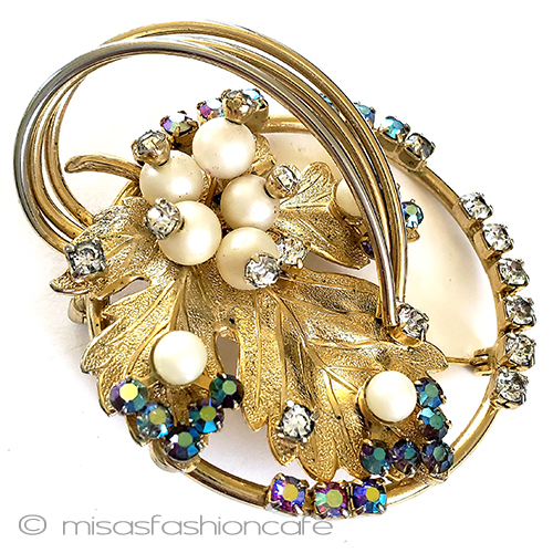 （画像用） パールＲＳ金葉ブローチ