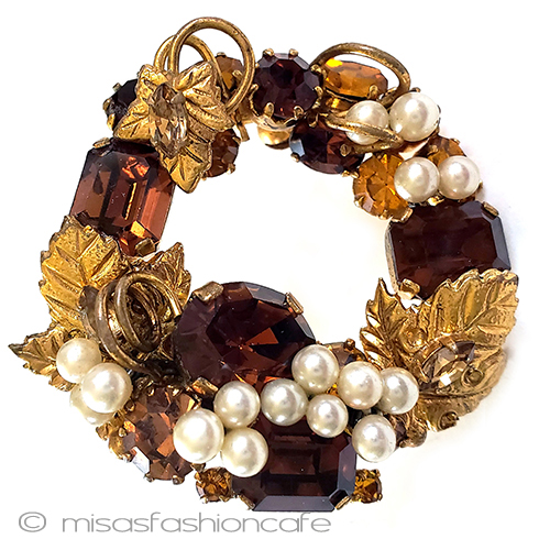 （画像用） Austriaオーストリア刻印 RSパール葡萄ブローチ