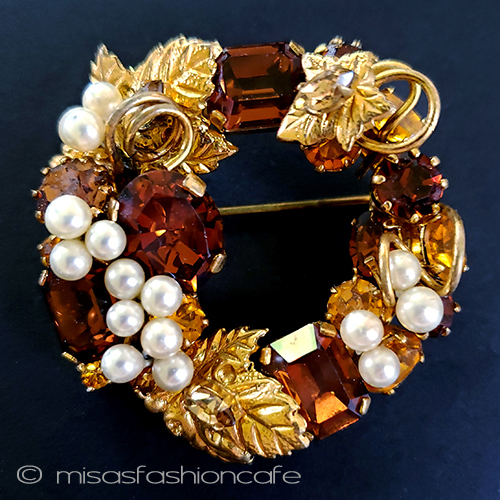 （画像用） Austriaオーストリア刻印 RSパール葡萄ブローチ