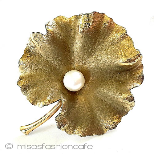 （画像用） Krementz真珠ブローチ 14Kgf　ハゴロモ草