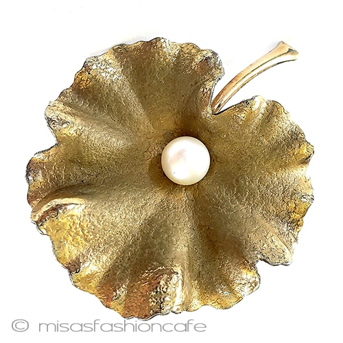 （画像用） Krementz真珠ブローチ 14Kgf　ハゴロモ草