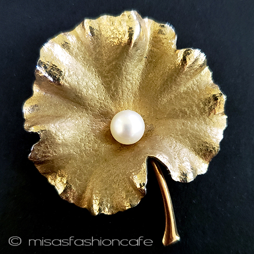 （画像用） Krementz真珠ブローチ 14Kgf　ハゴロモ草