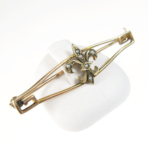 （画像用） アンティークブローチ 10K刻印　真珠１０金