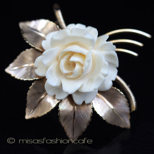 （画像用） 象牙アイボリー 12Kgf Winardローズブローチ