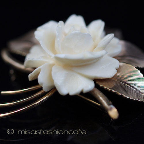 （画像用） 象牙アイボリー 12Kgf Winardローズブローチ