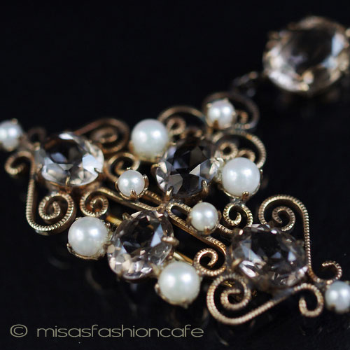 （画像用） 本真珠・天然石・12Kgf アンティーク ブローチ