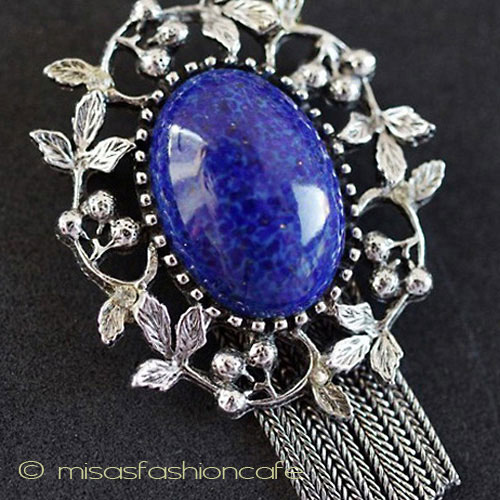 （画像用） Goldette ブローチ 　ラピス＆フリンジ