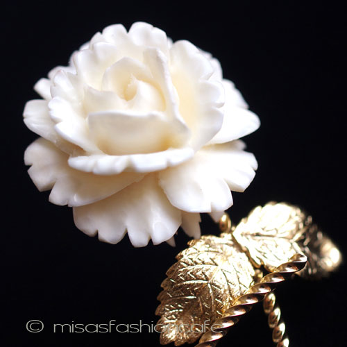 （画像用） 象牙アイボリー12K gf ローズ　ブローチ