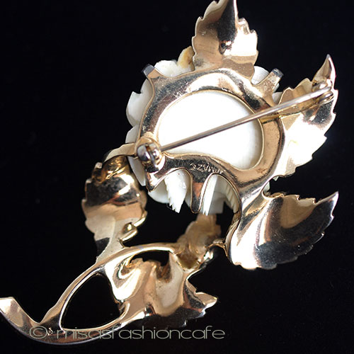 （画像用） 本象牙　アイボリー ローズ　ブローチ