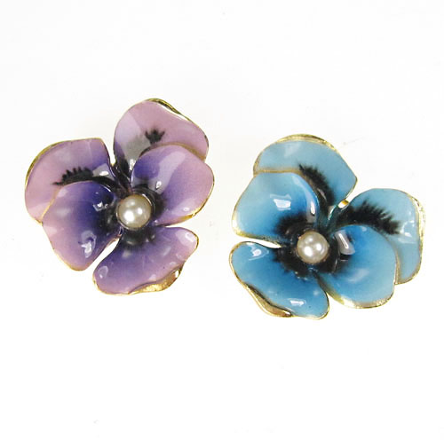 （画像用） パンジー・すみれの花 ブローチ2点セット
