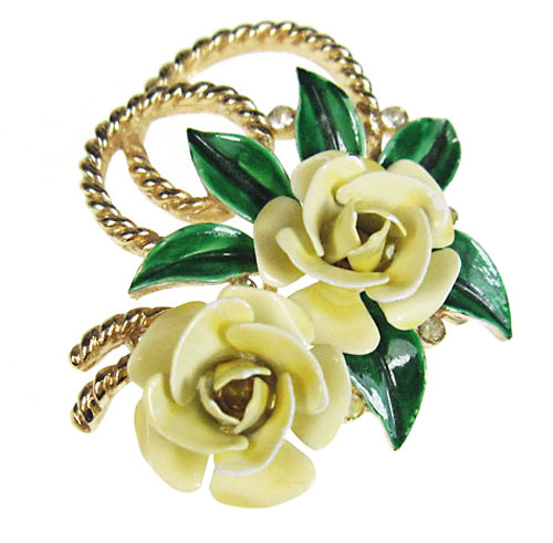 （画像用） クラウンTrifari　 　ローズ・ブローチ