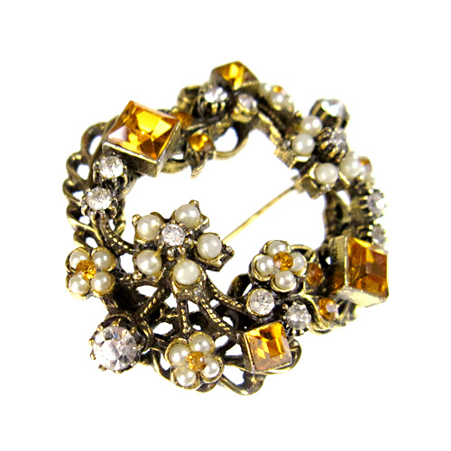 （画像用） Florenza フロレンザ 花リース　ブローチ