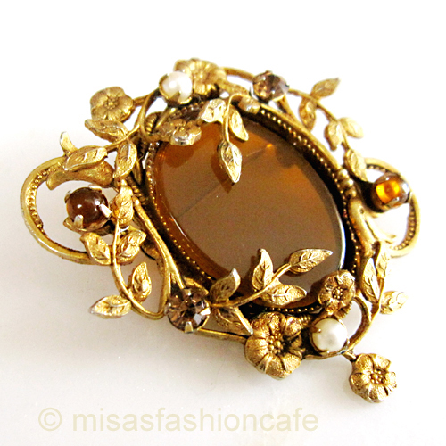 （画像用） アンティーク ブローチ パール・フローラル