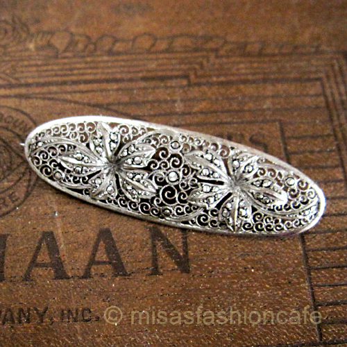 （画像用） SterｌingSilver 銀製 マーカサイト ブローチ