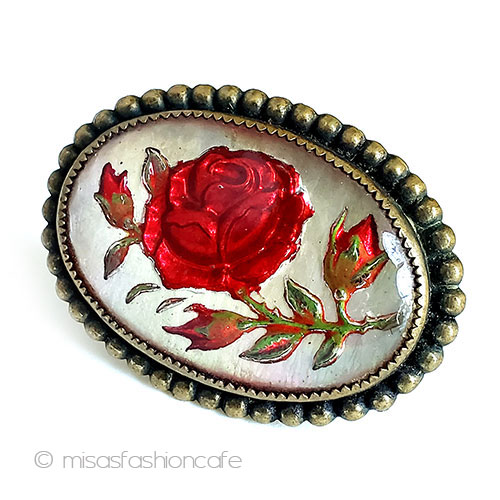 （画像用） アンティークジュエリー ローズのお花　ブローチ