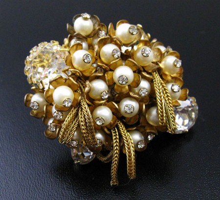 （画像用） クリスタル＊パール フラワー＊ブローチ