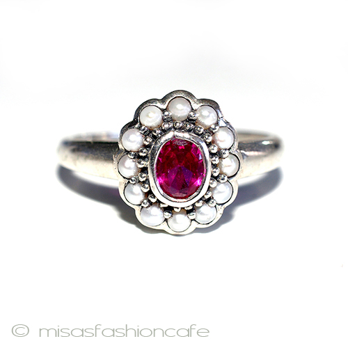 （画像用） 真珠　ルビー　リング　 スターリングシルバー
